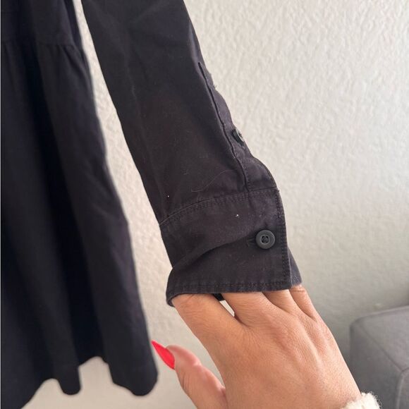 Everlane Black Long Sleeve Sundress with Mandarin Collar - Picture 3 of 7